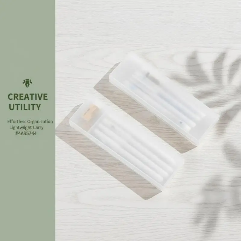 Matte Transparent Pencil Case Lightweight Portable Plastic Pen Organizer Box for School Office Stationery Storage