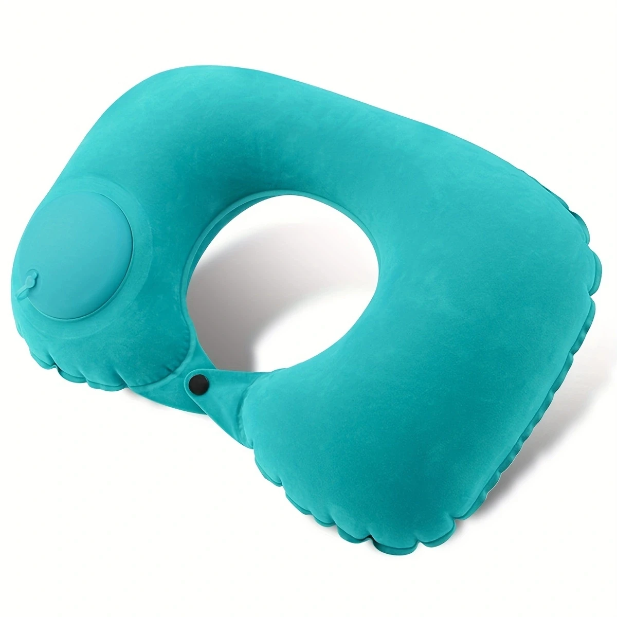 Green Inflatable U-shaped Pillow Press Automatic Inflatable Portable Travel Neck Protection Pillow Aircraft Pillow Outdoor Trave