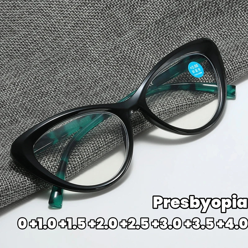 

Ultra Light Unisex Glasses Trendy High Definition Elderly Reading Glasses Cat Eye Printed Anti Blue Light Presbyopia Glasses