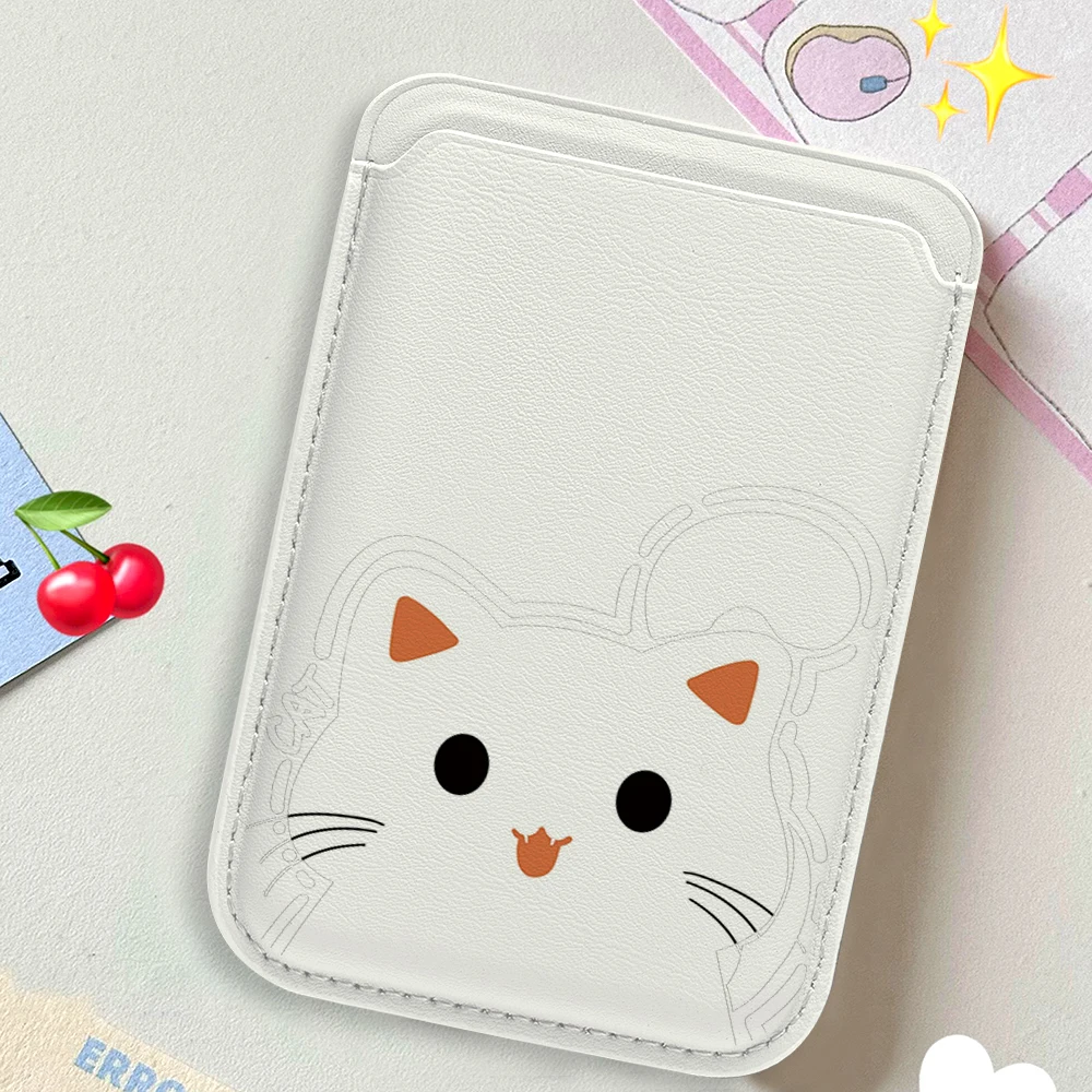 Katzen-Leder-Kartenetui Handyhülle Kartenhalter für Magnetische Hülle Geeignet für alle iPhones mit Magsafe-Kartenfunktion Niedliche Rückentasche – Detail 5