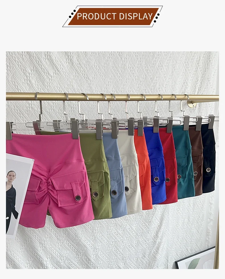 Einfarbige Hot Girl Yoga-Shorts mit hoher Taille, elastisch, bauchkontrollierend, hüftformend, mit Tasche, für Fitness, Laufen, Yoga und Sport. – Detail 7
