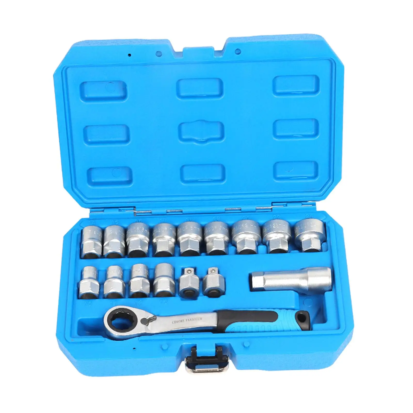 17Pc Generic Mechanics Tool Home Bike Car Vehicles Socket Ratchet Wrench Set