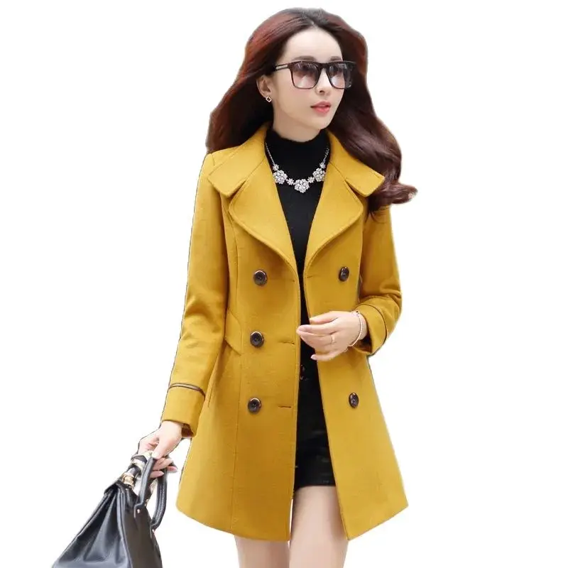 

Korean Fashion Middle-aged Ladies And Mothers In Woolen Long Trench 2023 Loose Slim Spring And Autumn Female Tide