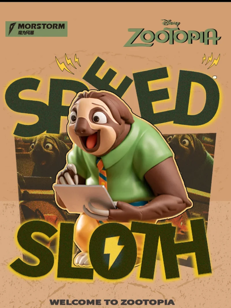 

Disney Flash Zootopia Design Style Overspeed Lightning Smiley Face Sloth Handmade Anime Desktop Ornaments Modelslow Motion