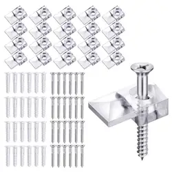 20Pcs Plastic Glass Retainer Transparent Mirror Cabinet Fix Clips Mirror Retainer Door Clip Holder Window Buckles Bracket