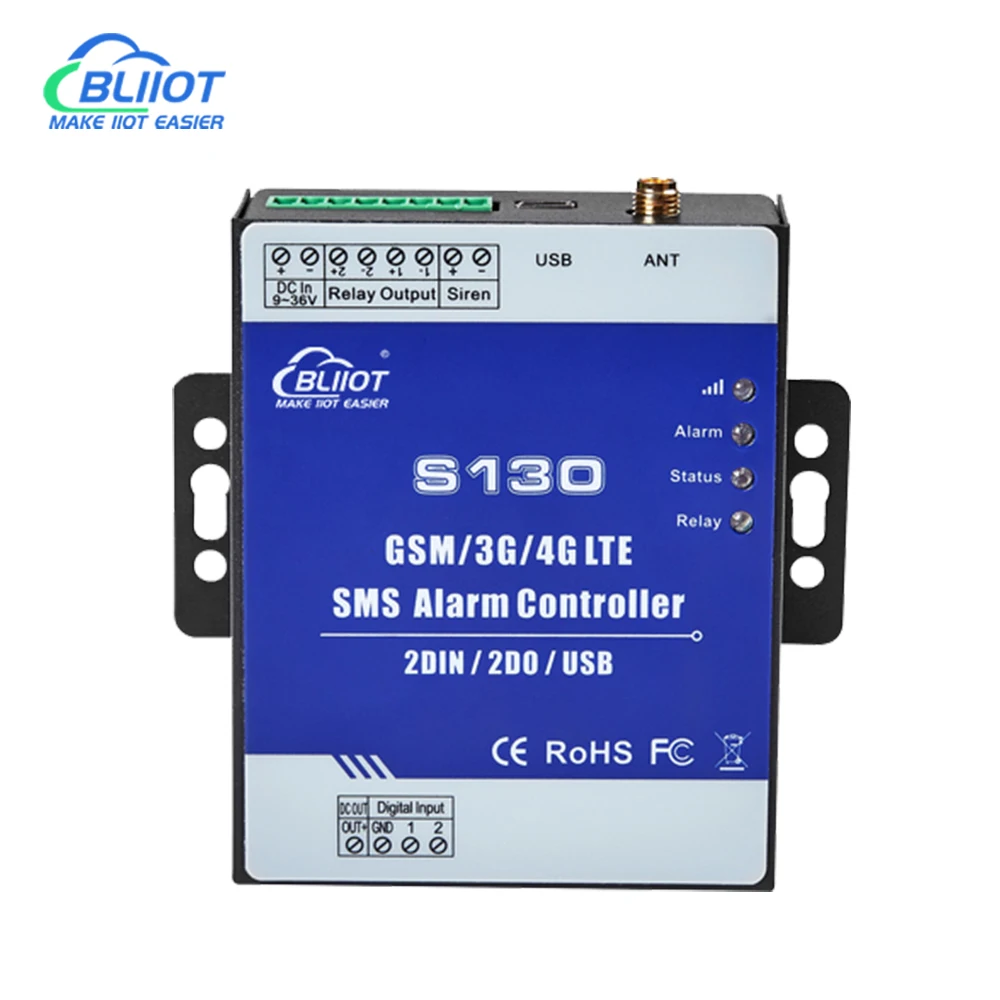 2DIN+2Relay 4G SMS Remote Alarm Controller for Remote Monitoring and Control