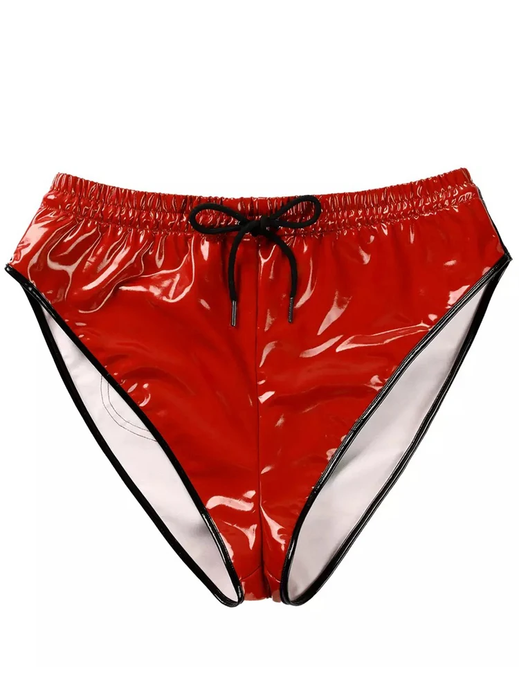 Wet Look PVC Elastic Waist Shorts Shiny PU Leather High Cut Trunks Tights Hot Sexy Mini Bermudas Pole Dance Clubwear Short Brief