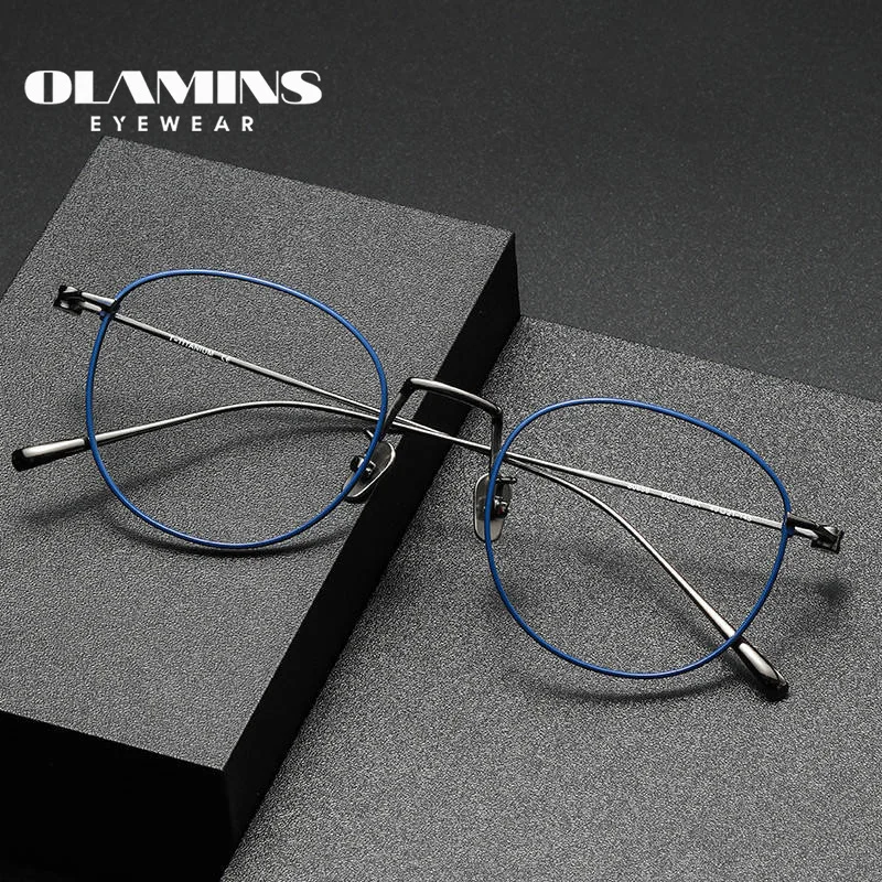 

OLAMINS​ Titanium Eyeglasses Frames Optical Factory Direct Sale Beautiful Eye Glass Frames Anti Blue Light Block Glasses 80856