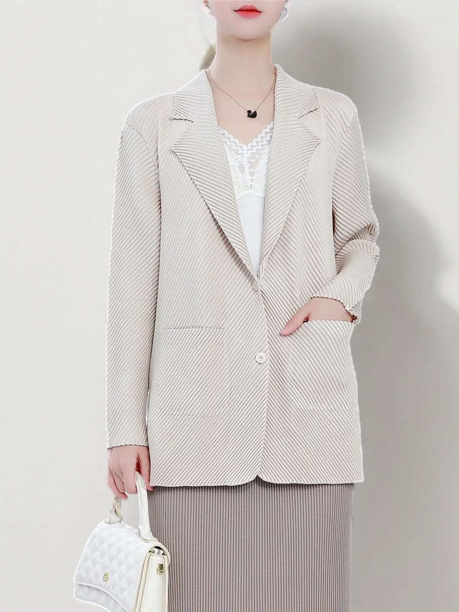 

Loose All-match Casual Top Women's Autumn 2023 New Pleated Jacket Women