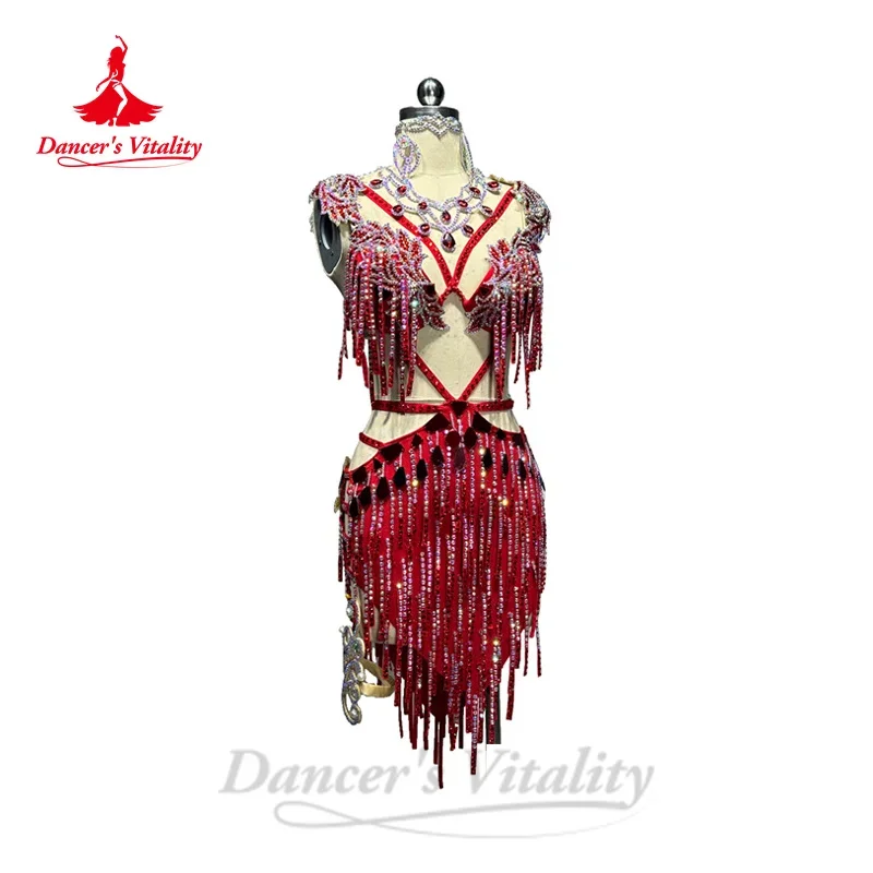 

Belly Dance Costume New Women's Customized Luxury Rhinestone Tassel Dress Oriental Dance Professional Performance Clothing