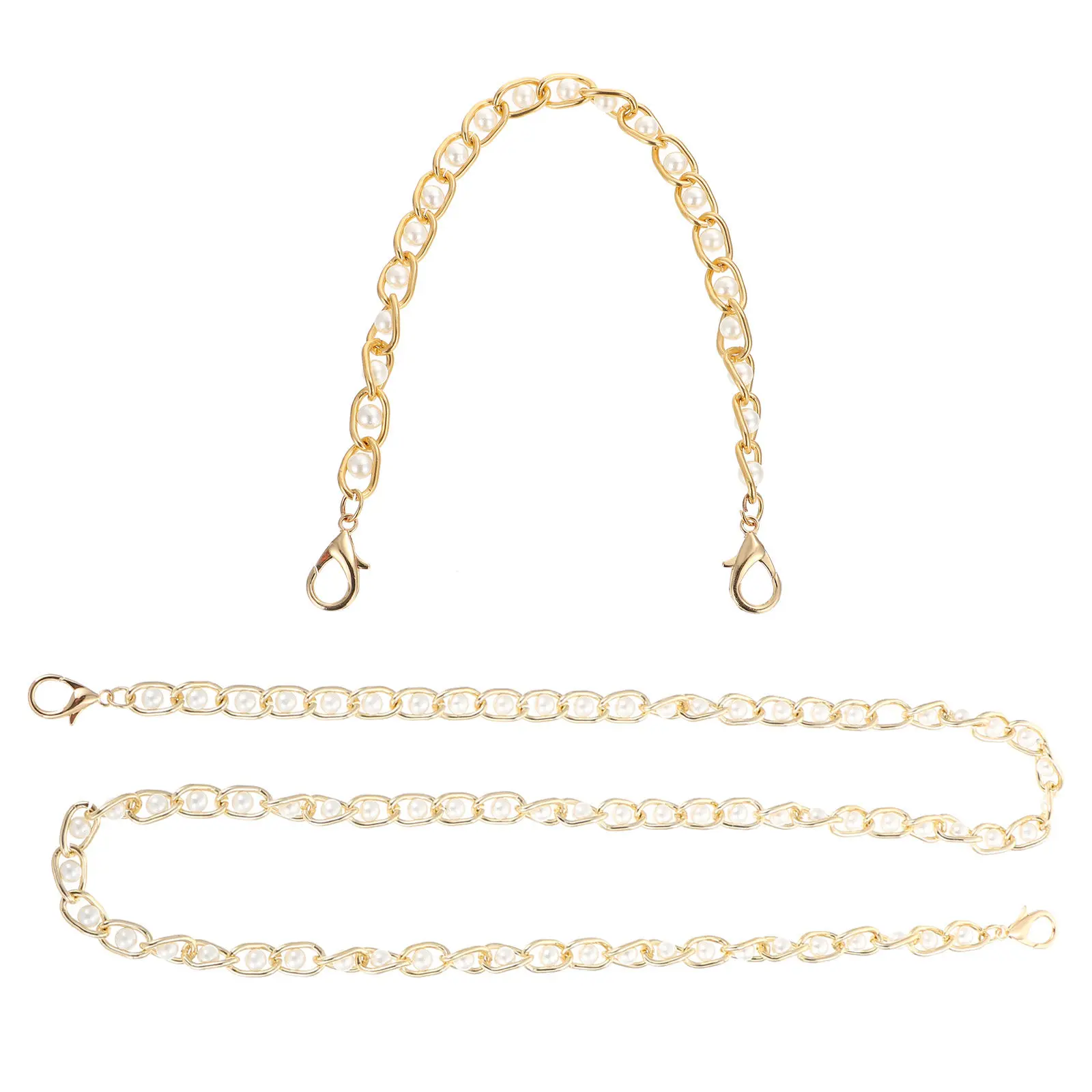 

2 шт. Премиальные цепочки для сумок с жемчужными бусинами, сменные ремни для сумок через плечо с пряжками, элегантный шикарный модный аксессуар для самостоятельного изготовления