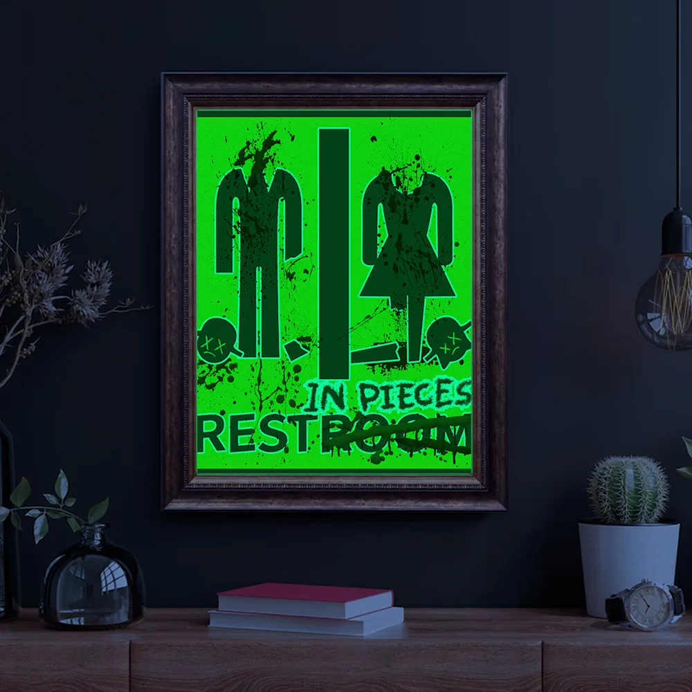 Halloween Bloody Sticker Glow In The Dark Bathroom Toilet Wall DIY Stickers Fright Night Horror Mural Adhesive Party Decoration