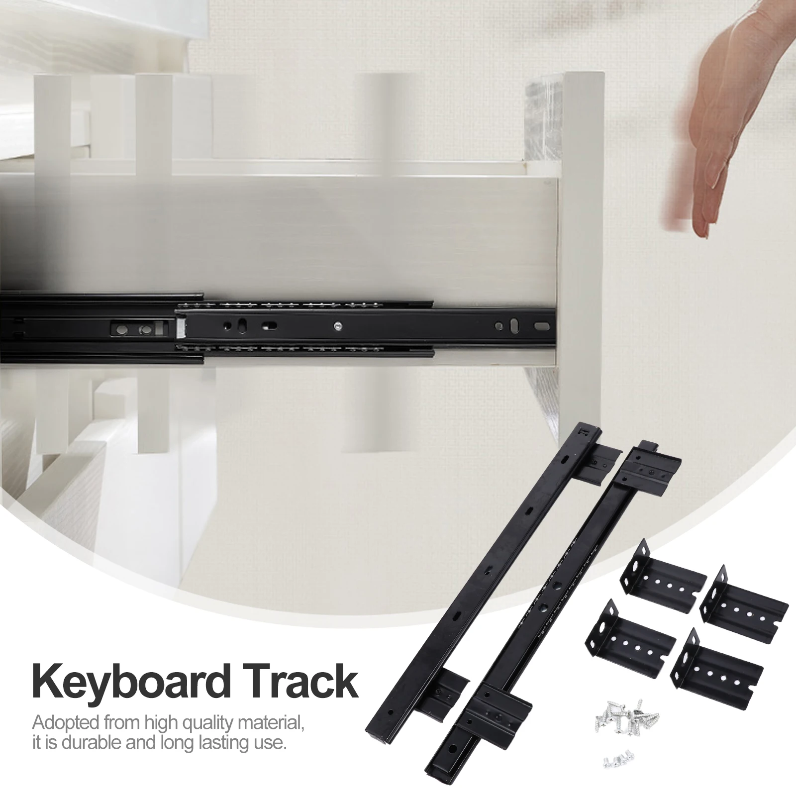 1 Pair Bearing Computer Desk Keyboard Drawer Tray Slide Rail Adjustable Keyboard Shelf Runners Slide Rail Track Side Mount Track