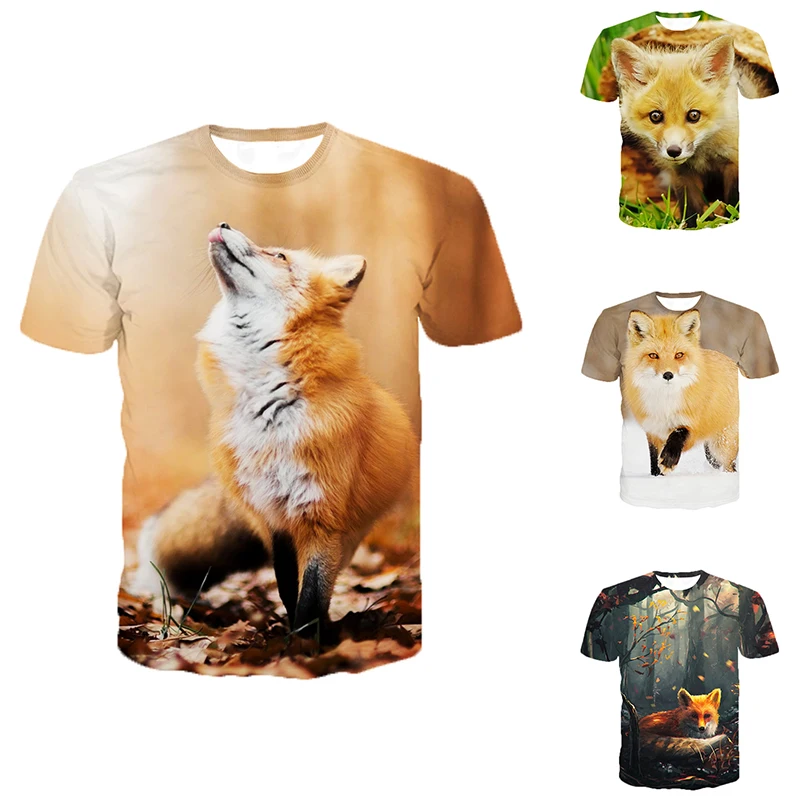 

Animal Fox Print T-shirt 3d Printing Loose T-shirt Cute Personalized T-shirt