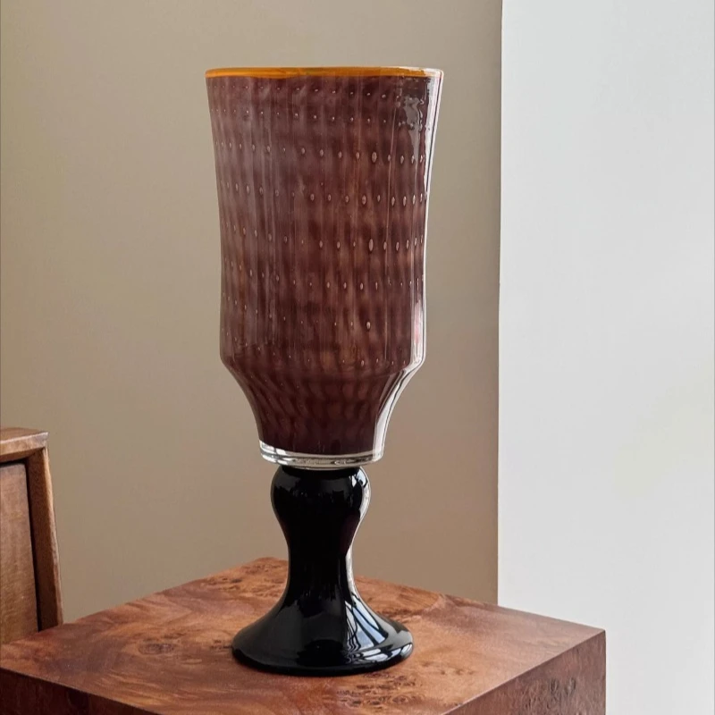 Woven brown tall vase · Menglu flower ware, medieval vase retro French light luxury desktop flower arrangement ornament