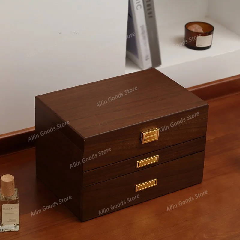 Large Capacity Luxury Solid Wood Multi Drawer Jewelry Organizer Box, Women Storage Display Case for Necklaces Rings Earrings