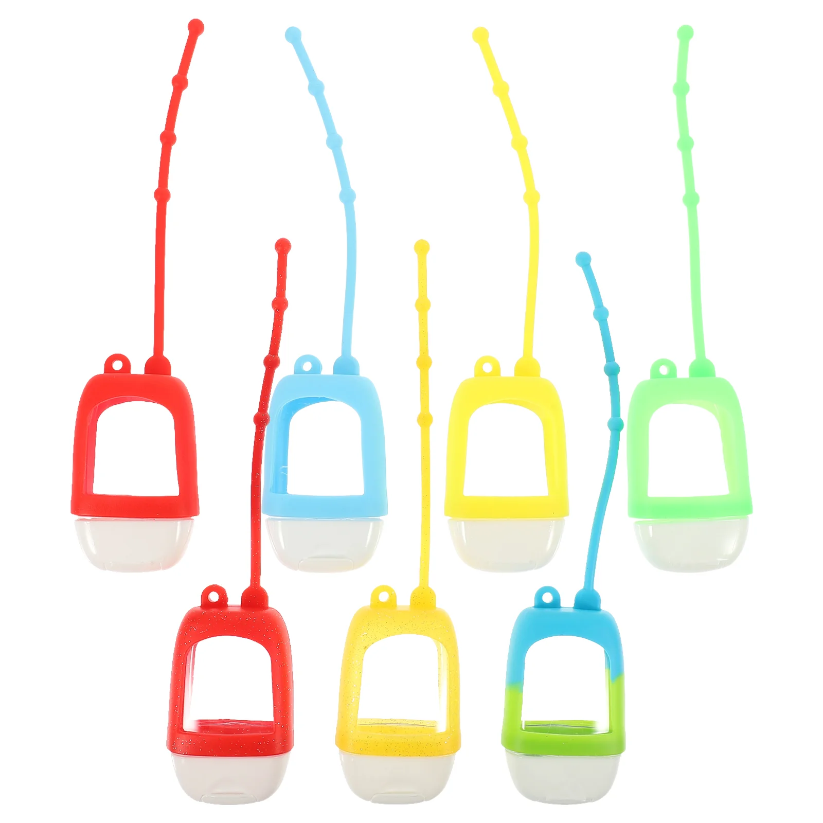 

7 Pcs Hand Bottle Cover Empty Refillable Small Bottles with Cosmetics Dispenser Keychains