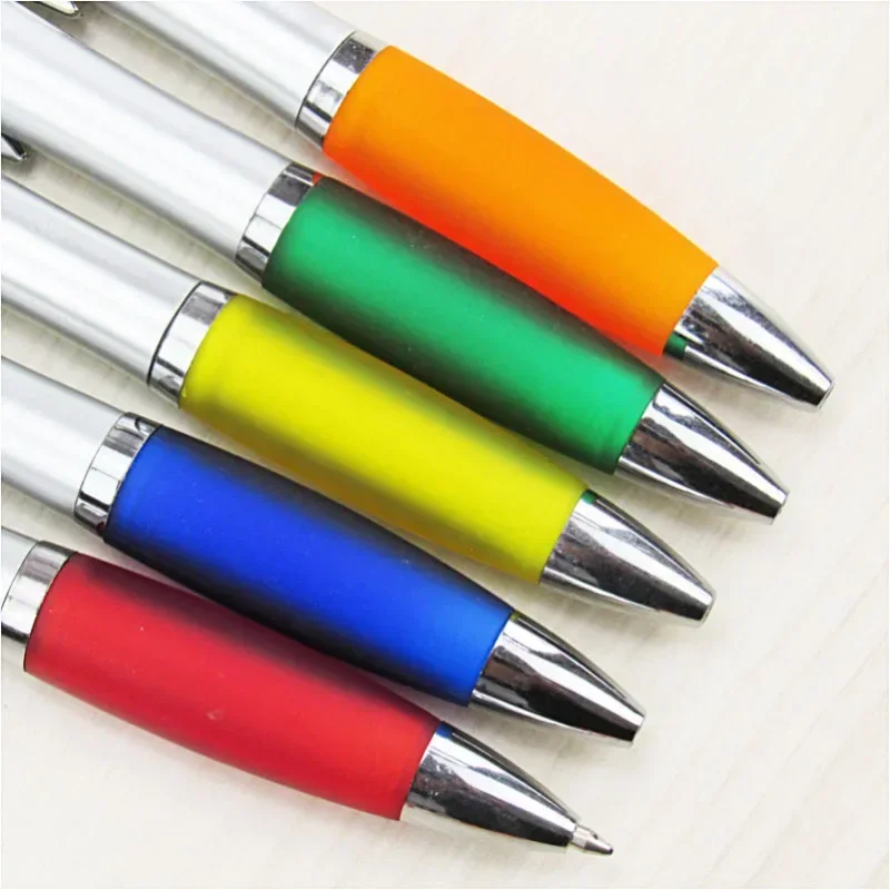 100Pcs Free Custom Logo Ballpoint Pen For DIY  Advertising Signature Pen Gift Lettering Engraved Name Silver And White