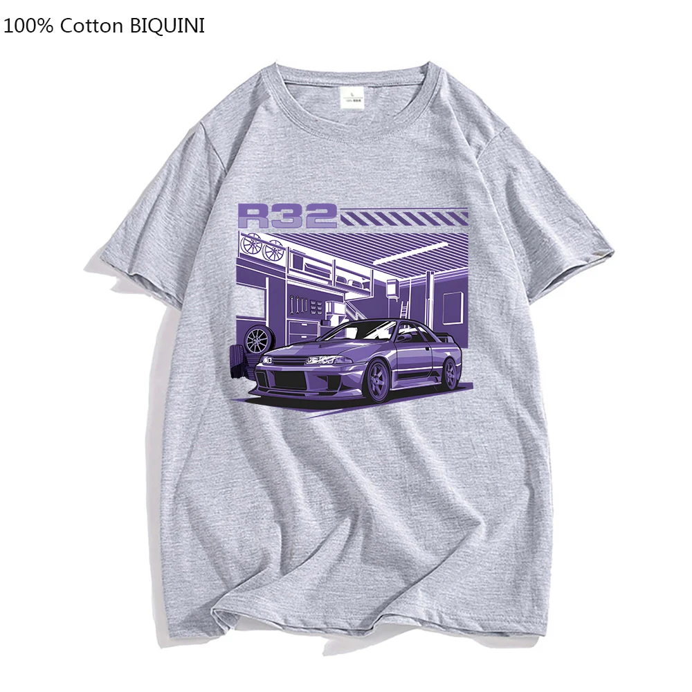 R32 Purple Drift Car T Shirt Men Summer Short Sleeve Tee Hip Hop T-shirt for Male Harajuku Top Funny Streetwear Cotton