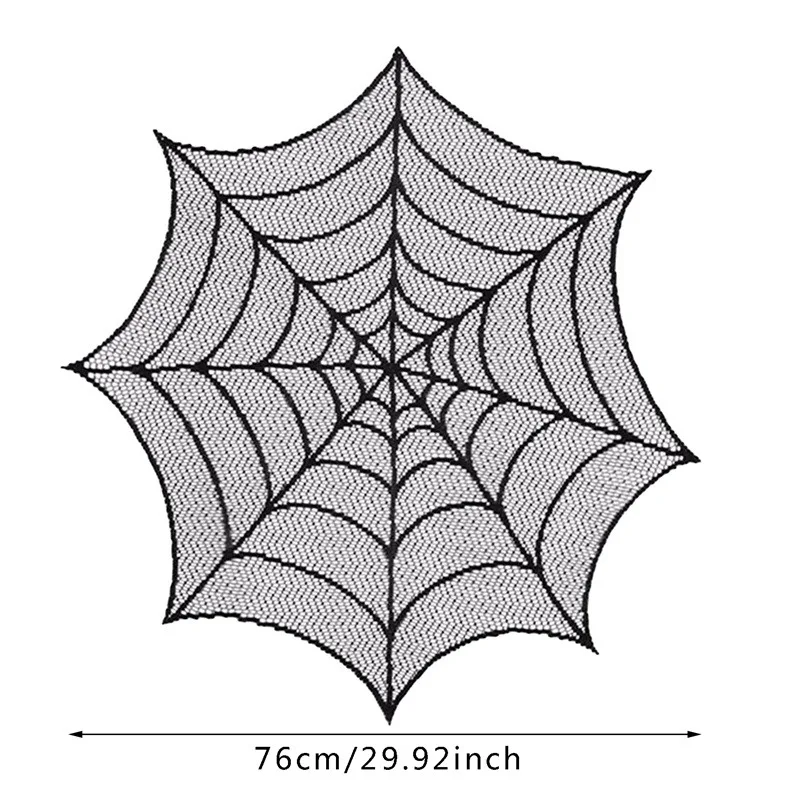 1pc halloween rendas aranha web toalha de mesa retângulo lareira cachecol capa móveis decoração abajur festa de halloween decoração