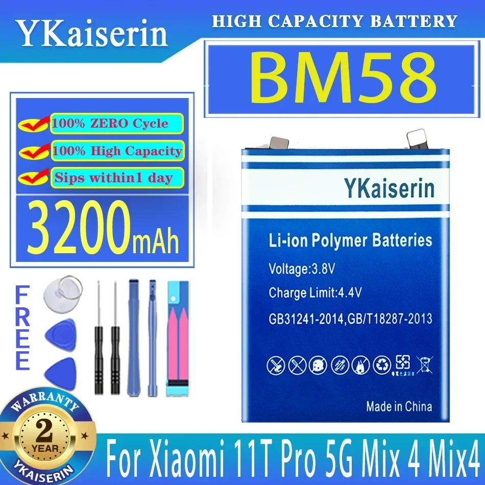 YKaiserin 3200mAh Replacement Battery BM58 For Xiaomi 11T Pro 11TPro 5G Mix 4 Mix4