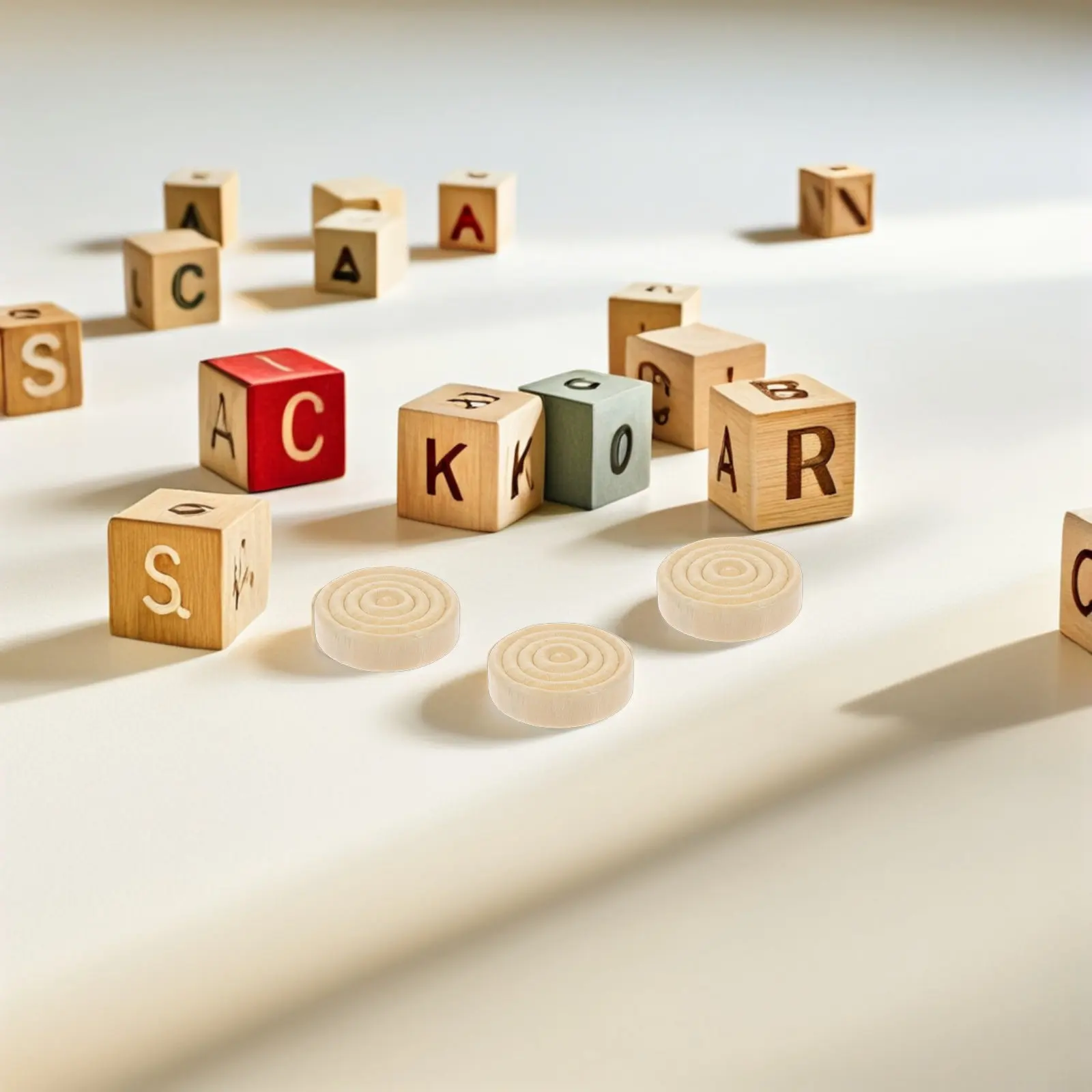 

48Pcs Wooden Board Game Pieces: Natural Wood Grain Checkers Chips for Travel Camping Backyard Educational Family Tabletop Play