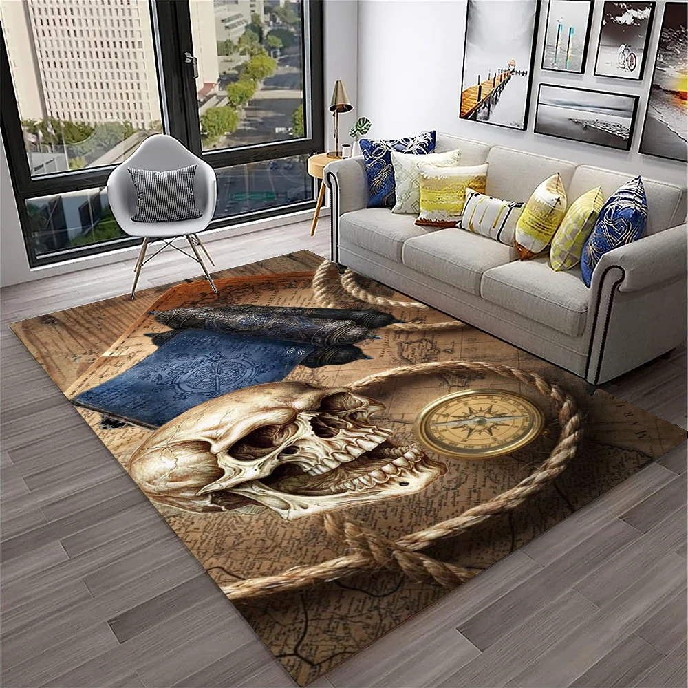 Retro Compass Navigation Map Carpet Rug for Home Living Room Bedroom Sofa Doormat Decor,Child Play Area Rug Non-slip Floor Mat