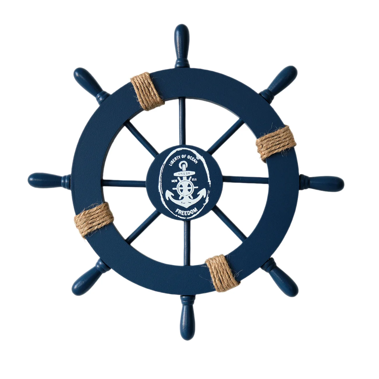 Mediterranean Style Wooden Rudder and Anchor with Rope Pendant Ocean Style Wall Hanging Ornament Crafts Kids Room Home Wall Deco