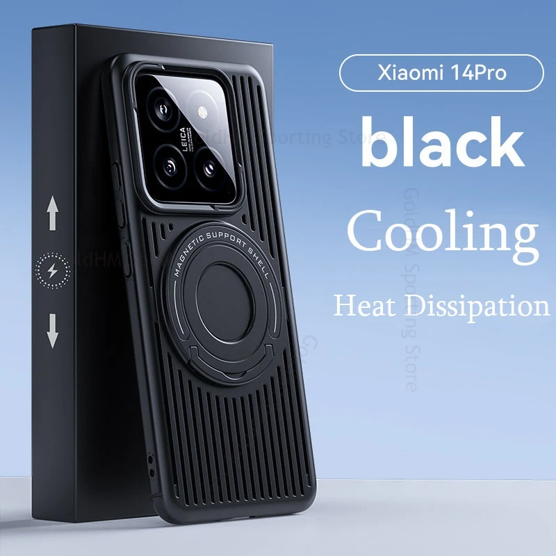 

Cooling Heat Dissipation Kickstand Magnetic Case For Xiaomi 14 Pro Magnet Ring Stand Magsafing Cover For Xiaomi Mi 14 Pro Fundas