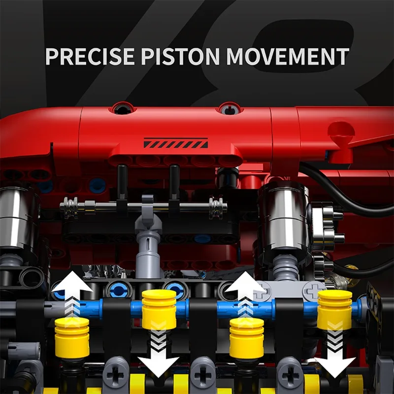 T5011 V8 Turbo Motor Model Elektrische Gemotoriseerde 1370PCS Building Kit Sportwagen Blokken Tieners Volwassenen DIY