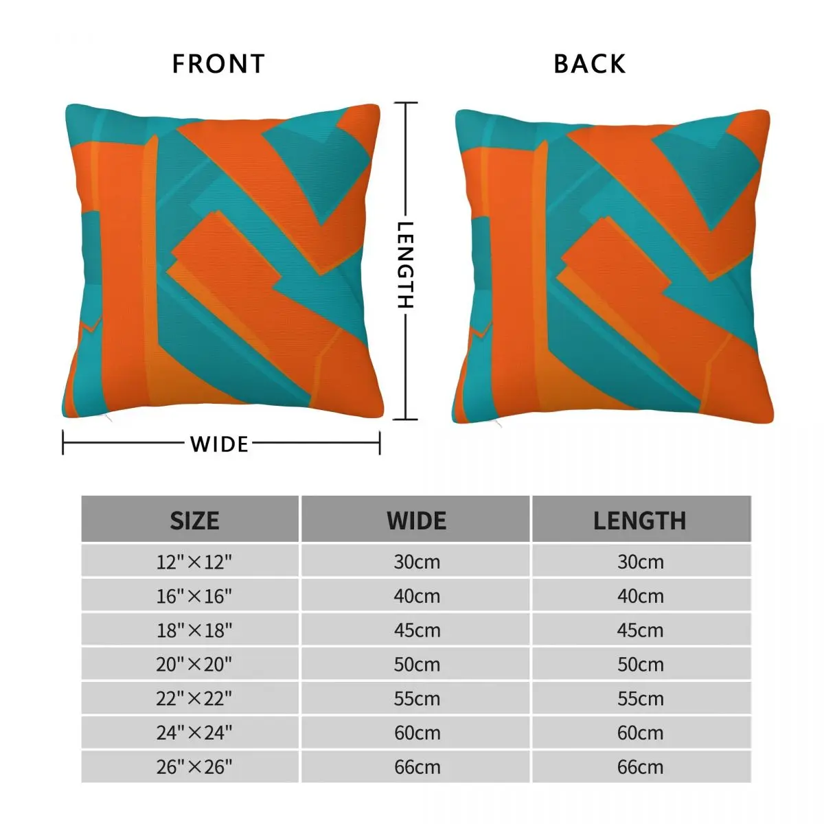 Teal Orange Abstract Art Square Pillowcase Polyester Linen Velvet Pattern Zip Decorative Pillow Case Car Cushion Cover 45x45