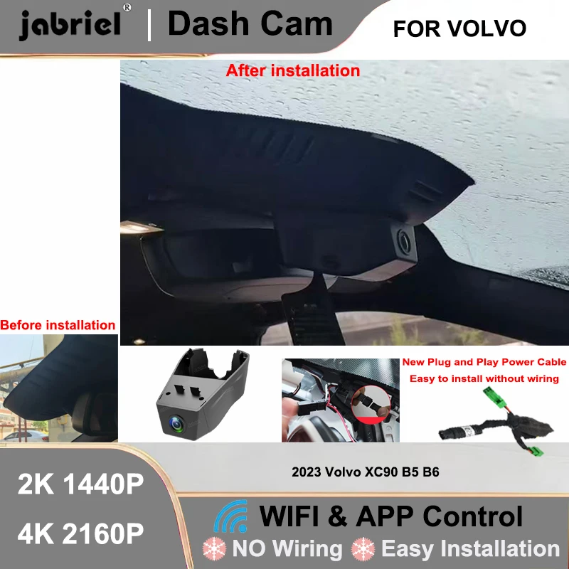 

Dash Cam Front Rear Camera DVR 2K 4K 2160P Wifi Plug and Play Video Recorder for 2022 2023 2024 Volvo XC90 B5 B6 Car DVR DashCam