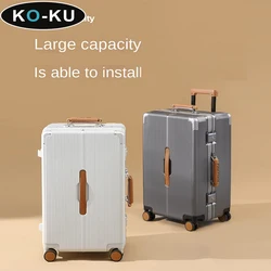 KO-KU Aluminium Frame Grote Capaciteit Bagage 20 Inch Instapdoos 24/26/28 Inch Trolley Case Mannelijke Multifunctionele Koffer