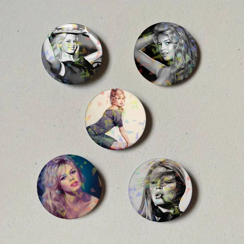 Model B-Brigitte Bardot Laser Button Pins Backpack Clothing Decor Brooch Fiction Badge Jewelry Gifts