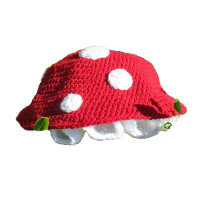 Mushroom Hat for Adult Autumn Knitted Hat Winter Party Photography Props Cartoon Knitted Slouchy Cap Dropship