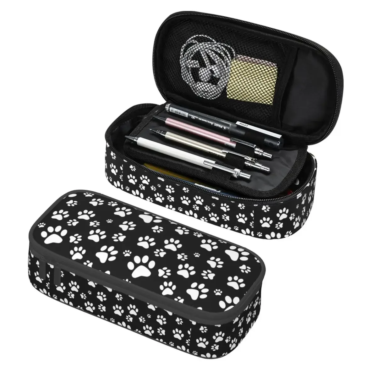 

Изготовленный на заказ милый пенал с принтом лапы собаки и узором «Любовь», лучший подарок, пенал для большой емкости, пенал со следами животных, школьные аксессуары