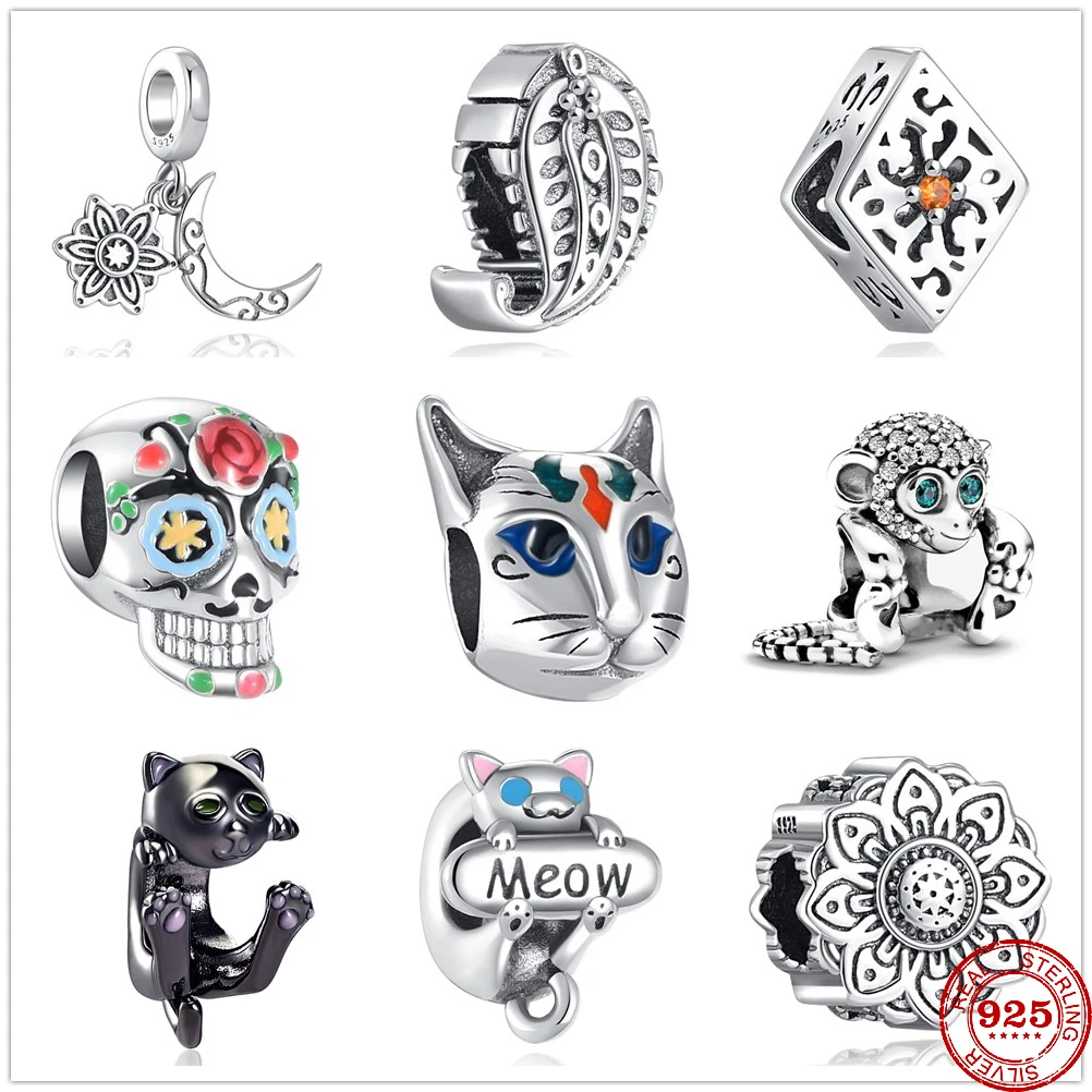 

New Retro Pharaoh Cat God Elephant Indian Bead fit Pandora charms silver 925 Original Bracelet For Women DIY Fashion Jewelry