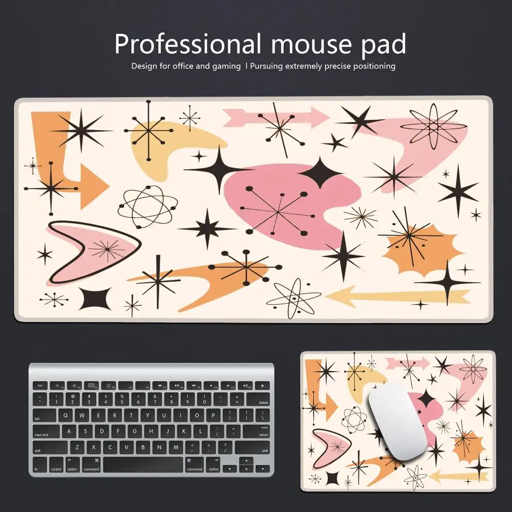90X40 HYBXAXC Medieval Modern Starburst Pattern Desk Mat Abstract Full Desk Mouse Pad Atomic Starburst Desktop Decor Accessories