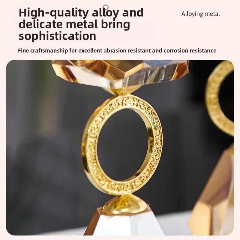 Crystal Candle Holder Simple Modern Champagne Color Decoration Home Metal Aromatherapy Candle Holder Creative Atmosphere Photo