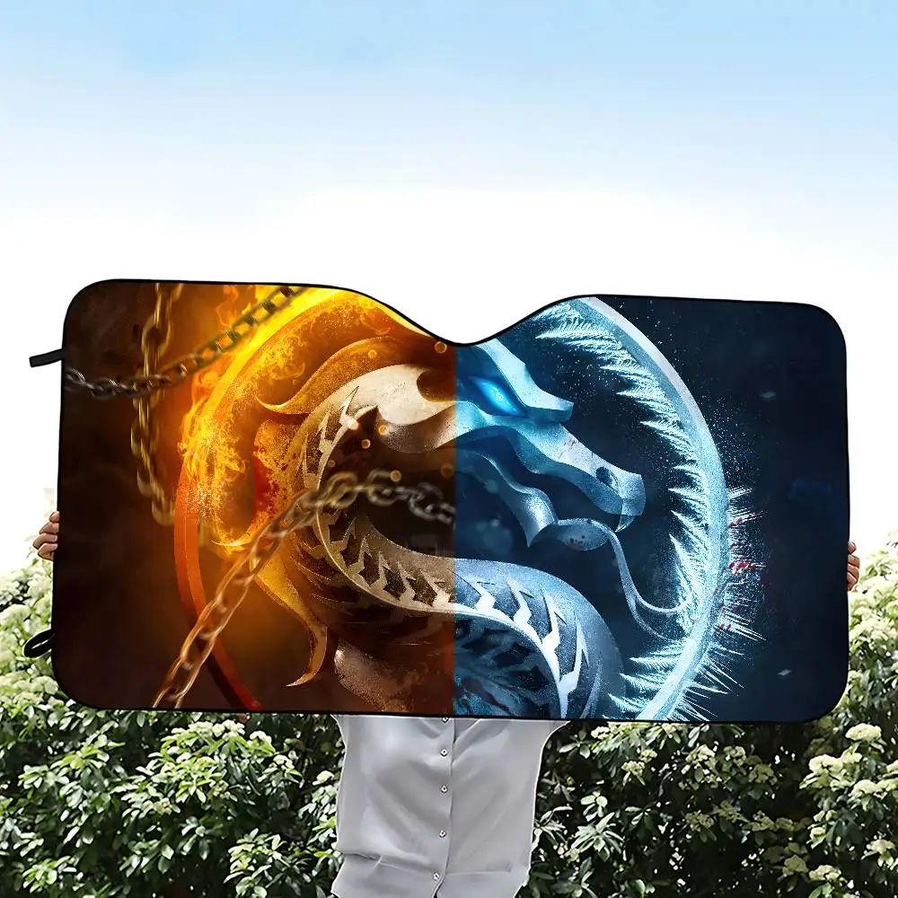 M-Mortal Kombat شخصية سيارة ظلة سيارة ظلة يغطي غطاء الزجاج الأمامي العالمي للطي قناع