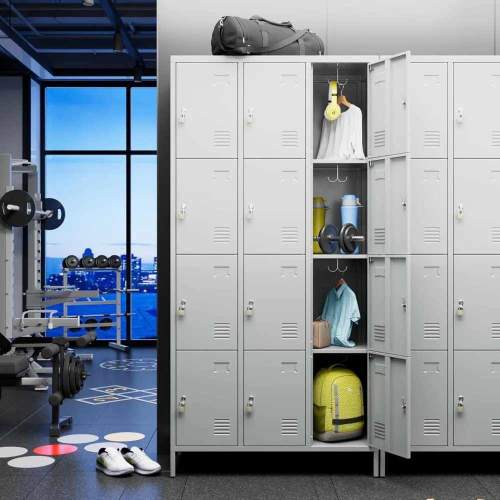 Doors Metal Storage Locker for Employees, Industrial Steel Storage Locker for School Office Gym Garage Bedroom, Assembly Require