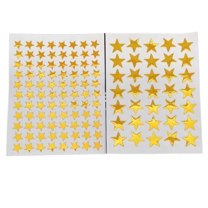 10PCS/Bag Child Gilding Reward Flash Stickers Mother Teacher Praise Label Award Five-pointed Star Gold Stationery