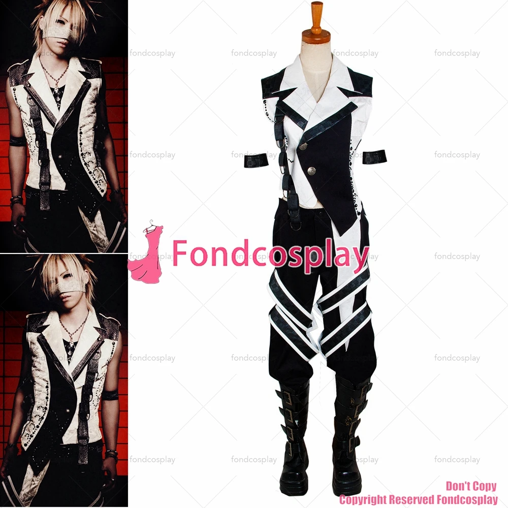 fondcosplay hiphop Gothic Tripp punk Japan Gazette Reita Visual J rock Suit black white cotton Jacket pants CD/TV[G313]