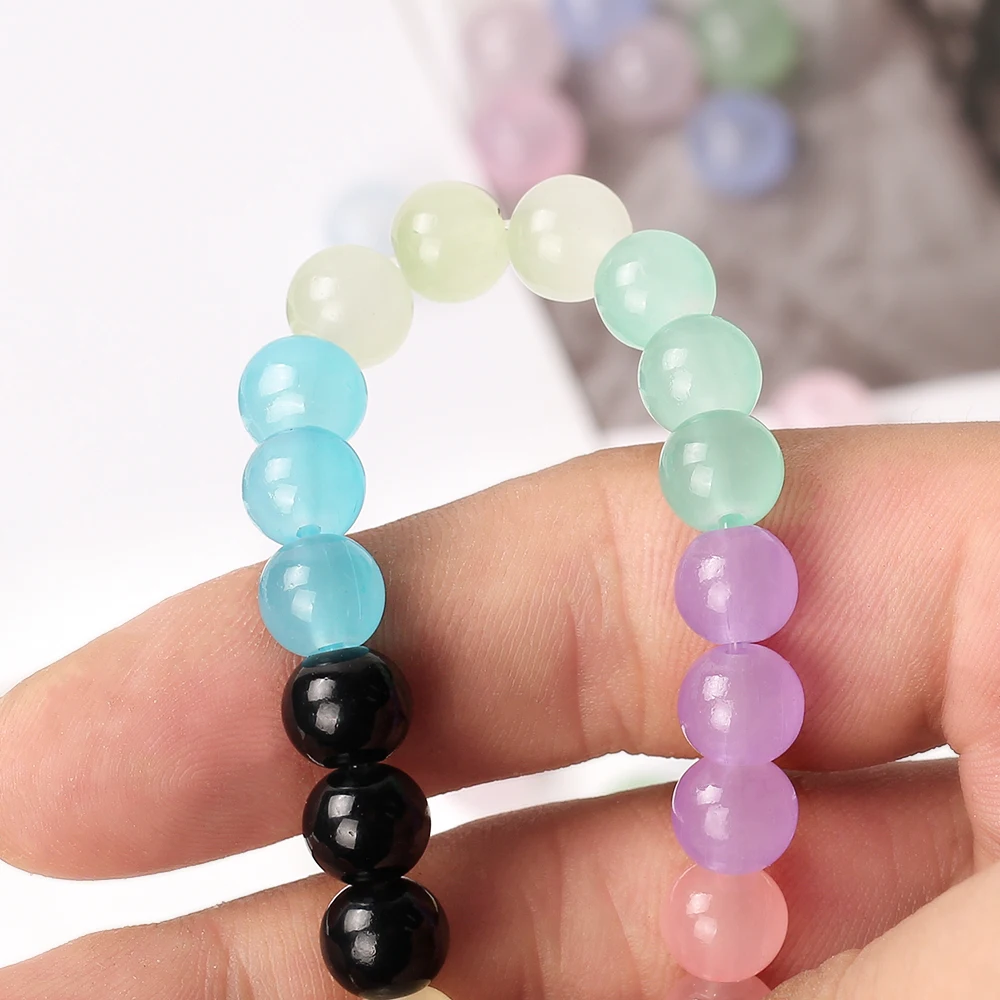 6/8/10mm Imitated Jade Opaque Glass Round Loose Beads For Jewelry Making DIY Bracelet Necklace Earring Findings