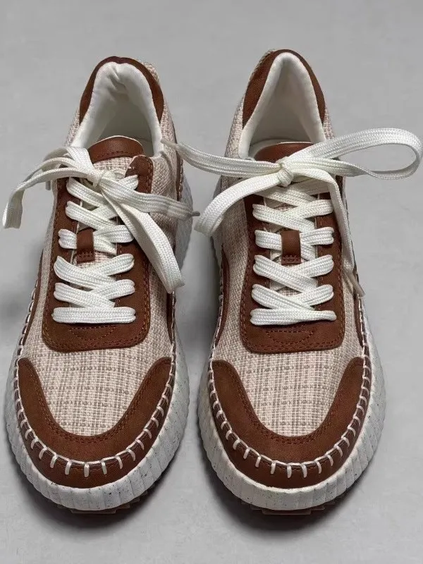 

Casual Breathable Thick Bottom Platform Sneakers Women's Summer Sports Shoes Dad Shoes Flat Heel round Toe Cross Buckle