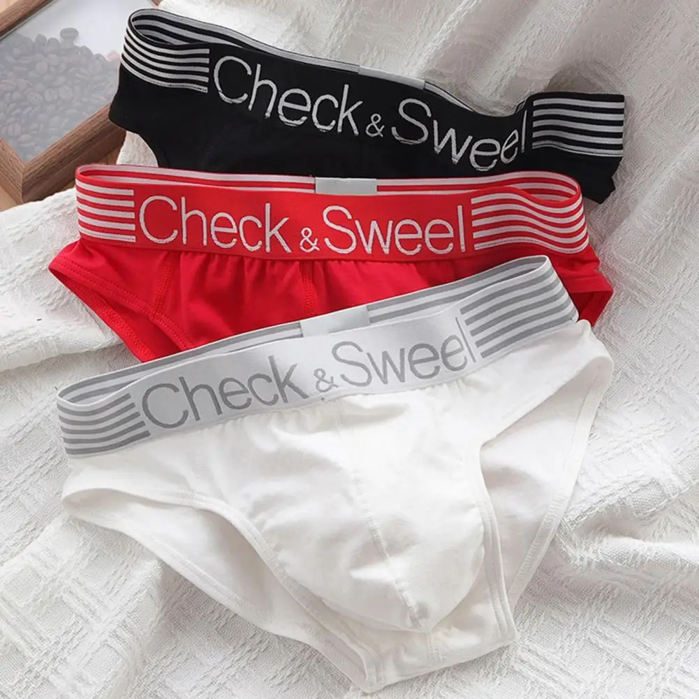 2025 new Men Triangle Underwear Briefs Solid Color Letter Print Shorts Breathable Loose Wide-Brimmed Teen Underpants for Daily W