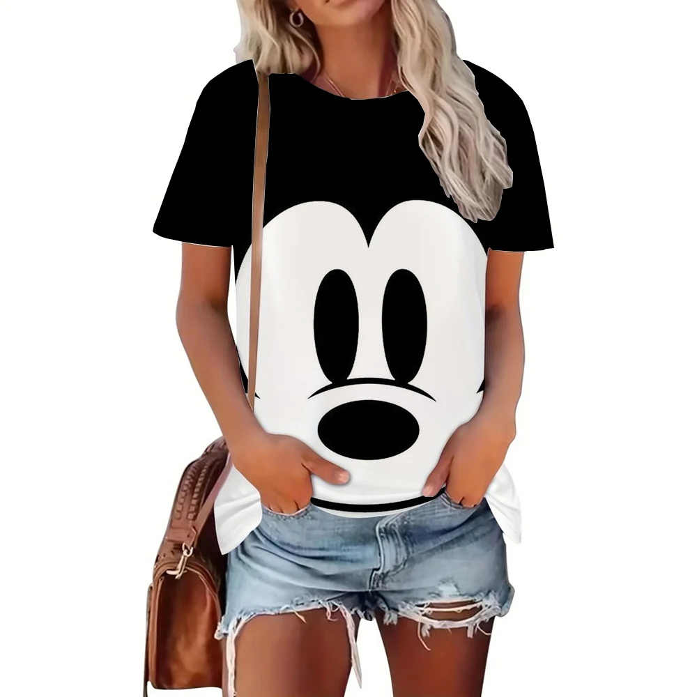 T-shirt manches courtes femme, humoristique et décontracté, avec dessin animé Disney, Minnie, Kawaii At Y2K