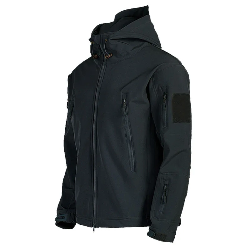 2024 New Multiple Pockets Outdoor Sharkskin Softshell Rushing Jacket Suit Men's Fan Windproof Padded Mountaineering Jacket