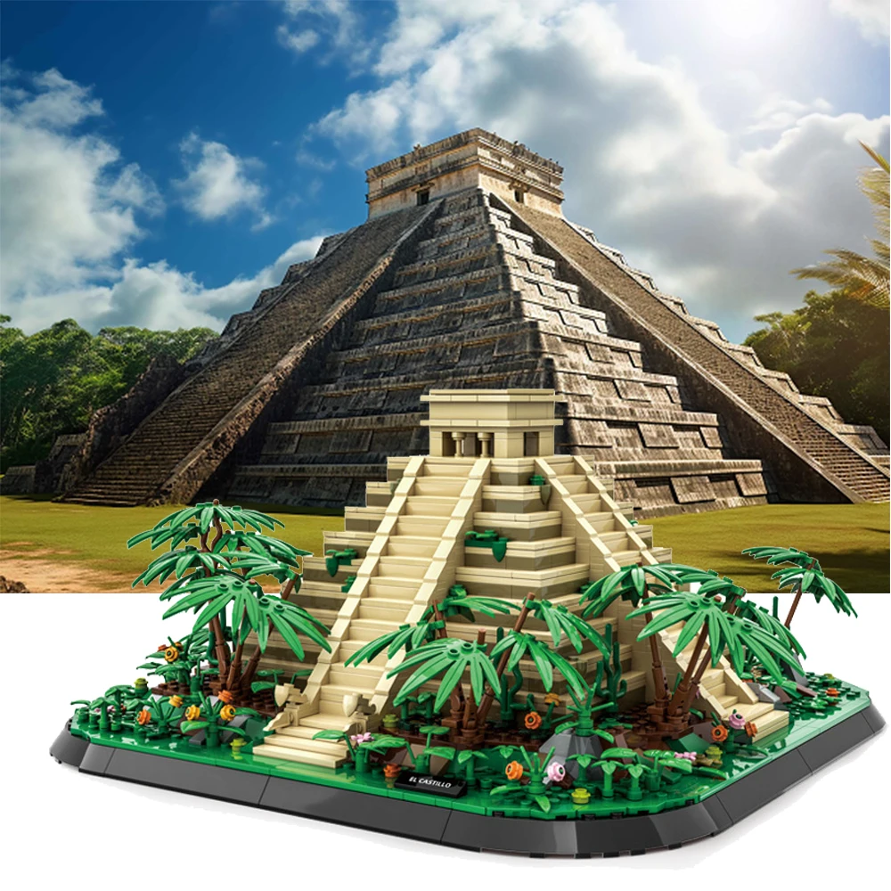 

Креативная всемирно известная архитектура, Мексика, культура Майя, EL Castillo, пирамида, строительный блок, модель, кирпич, коллекция развивающих игрушек