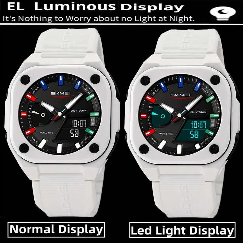 Skmei Multiple Time Zone Sports Watches for Mens Analog Digital Display 4 Alarm Clock Male LED Waterproof Electronic Wristwatch